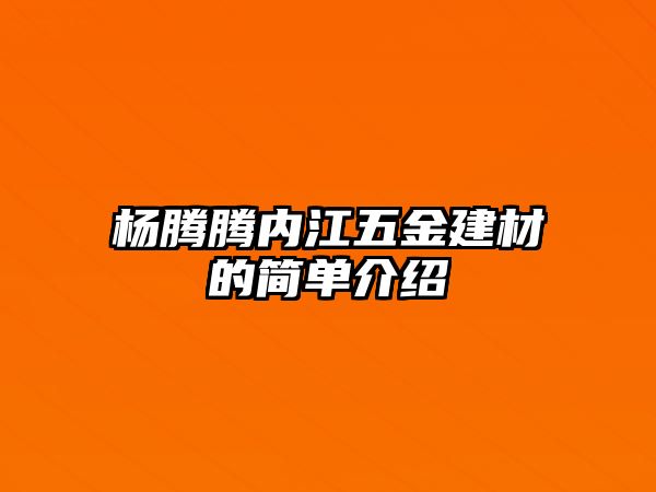 楊騰騰內江五金建材的簡單介紹