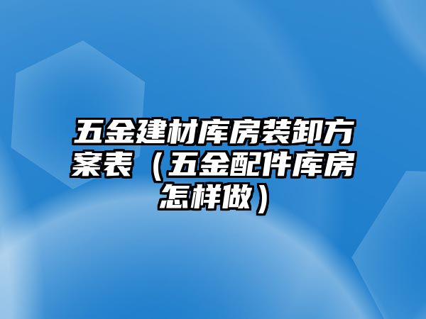 五金建材庫房裝卸方案表（五金配件庫房怎樣做）