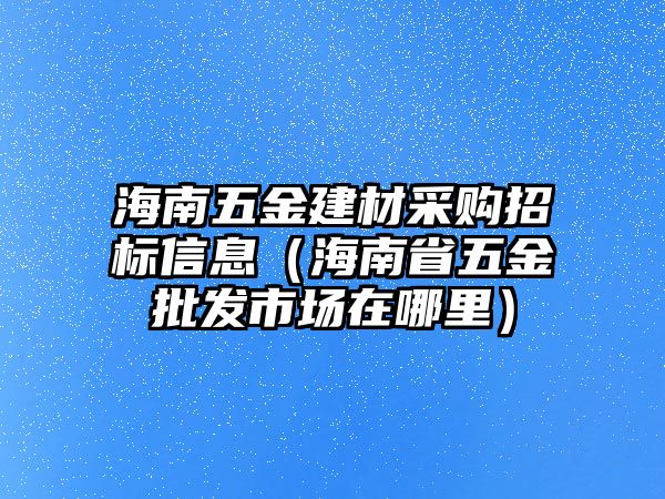 海南五金建材采購招標信息（海南省五金批發市場在哪里）