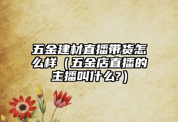 五金建材直播帶貨怎么樣（五金店直播的主播叫什么?）