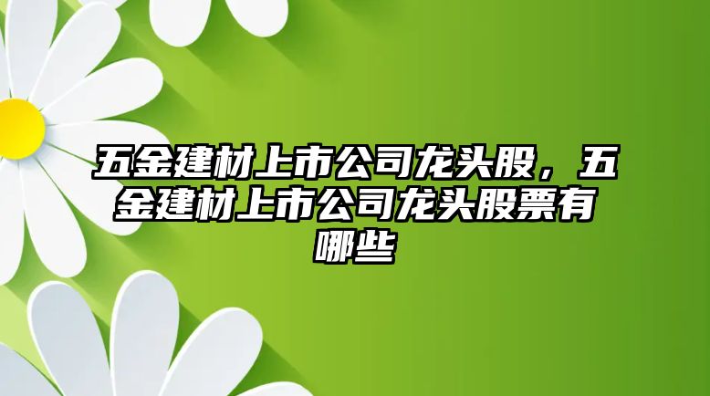 五金建材上市公司龍頭股，五金建材上市公司龍頭股票有哪些