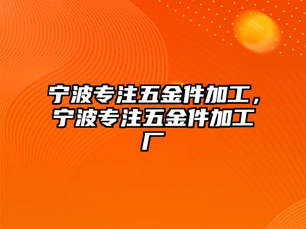 寧波專注五金件加工，寧波專注五金件加工廠