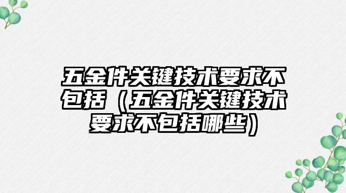 五金件關鍵技術要求不包括（五金件關鍵技術要求不包括哪些）