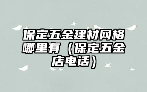 保定五金建材網格哪里有（保定五金店電話）