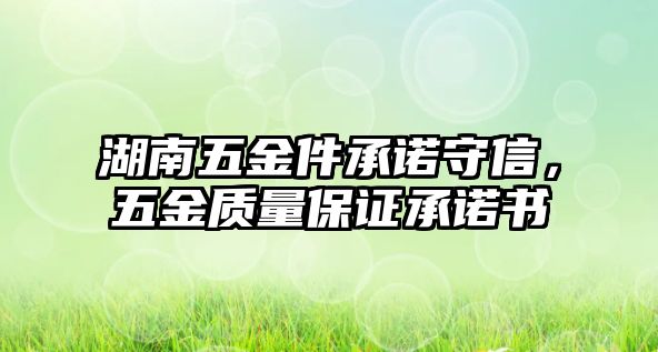 湖南五金件承諾守信，五金質量保證承諾書